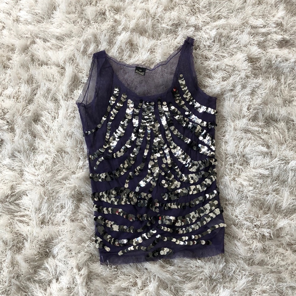 Sheer Purple Top w/ Sequins Size M